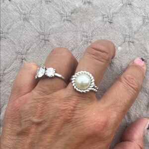 Elegant Park Lane Silver and Pearl Ring.